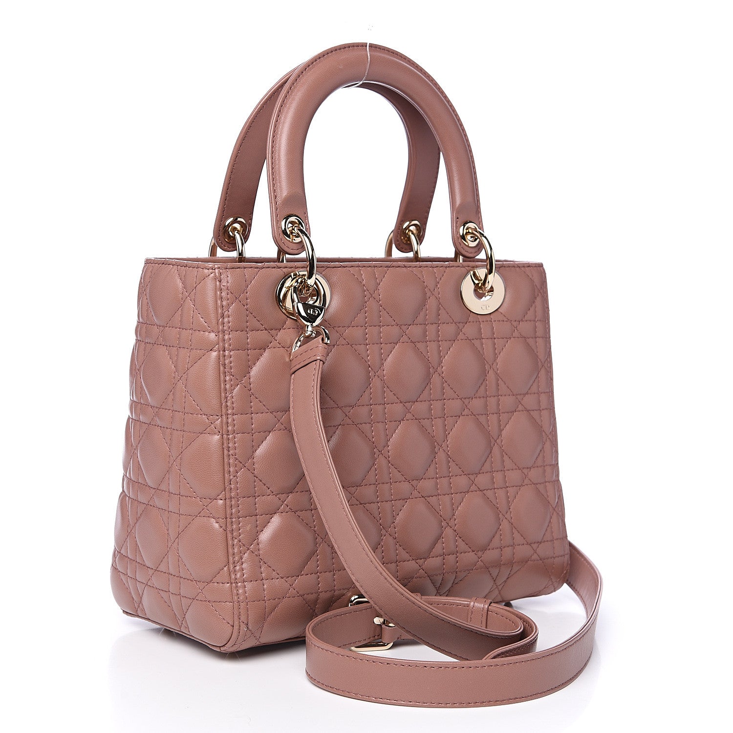 Christian Dior Lambskin Cannage Medium Lady Dior Bois de Rose 2 of 9