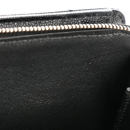 Saint Laurent Grain De Poudre Matelasse Chevron Monogram Compact Zip Around Wallet Black 8 of 11
