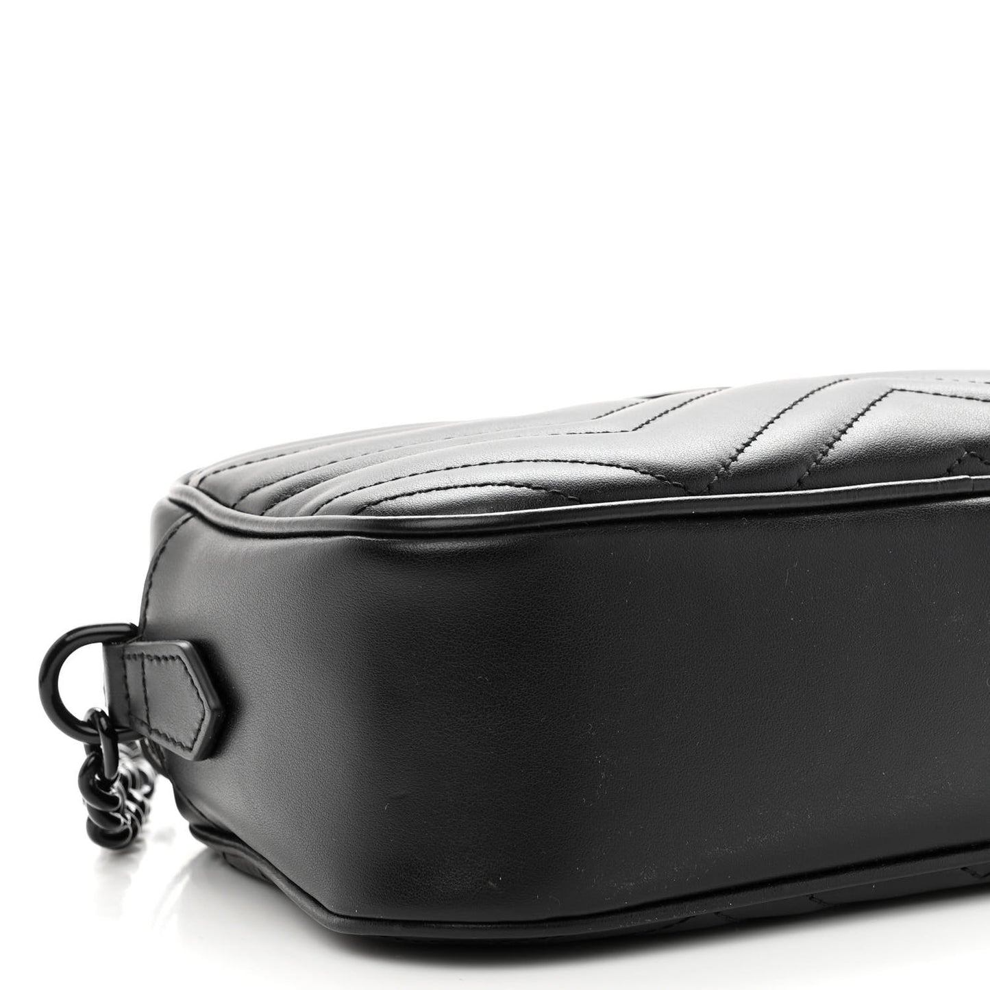 Calfskin Matelasse Monochrome Small GG Marmont Chain Shoulder Bag Black