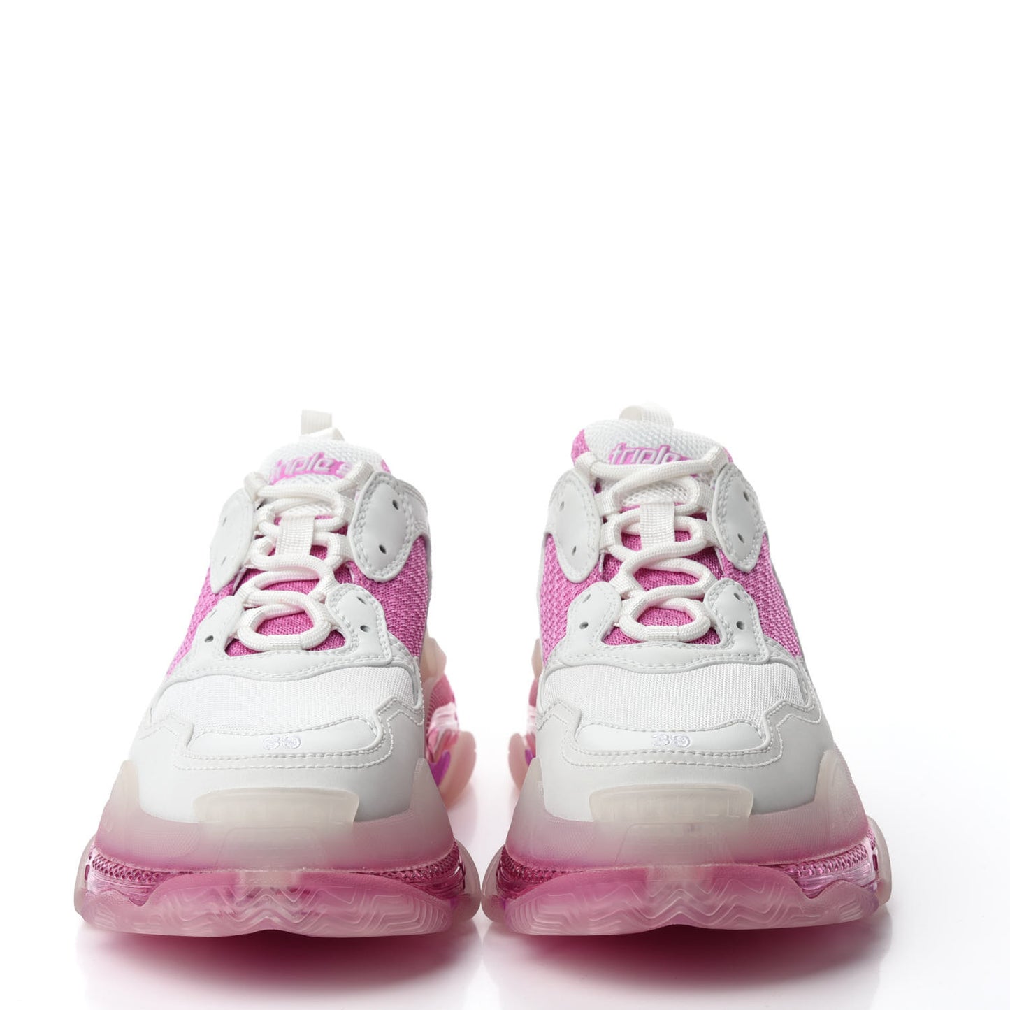 Fabric Mesh Clear Sole Womens Triple S Sneakers 39 White Pink