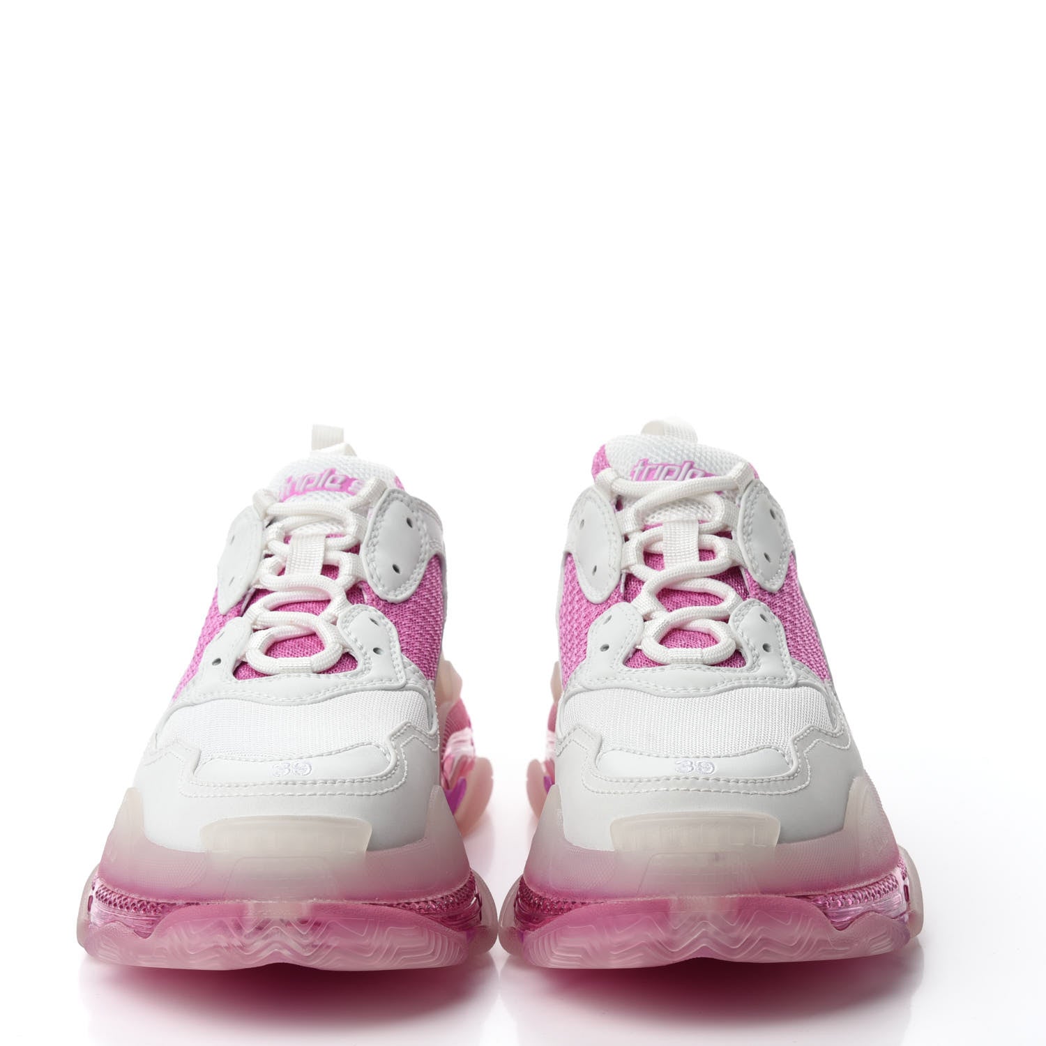 Balenciaga Fabric Mesh Clear Sole Womens Triple S Sneakers 39 White Pink 2 of 8