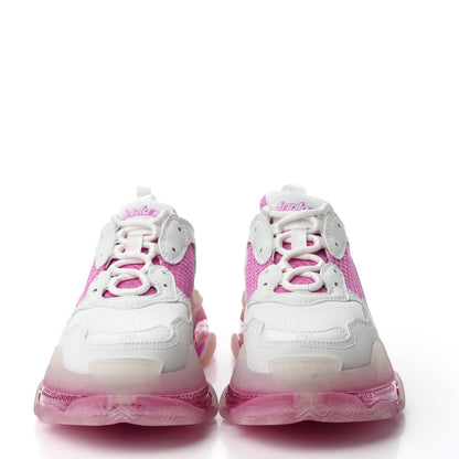 Balenciaga Fabric Mesh Clear Sole Womens Triple S Sneakers 39 White Pink 2 of 8