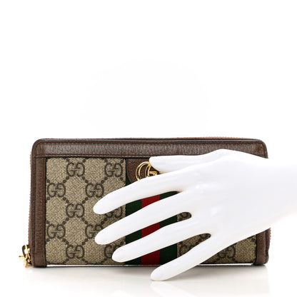 Gucci GG Supreme Monogram Web Ophidia Zip Around Wallet Brown 2 of 10