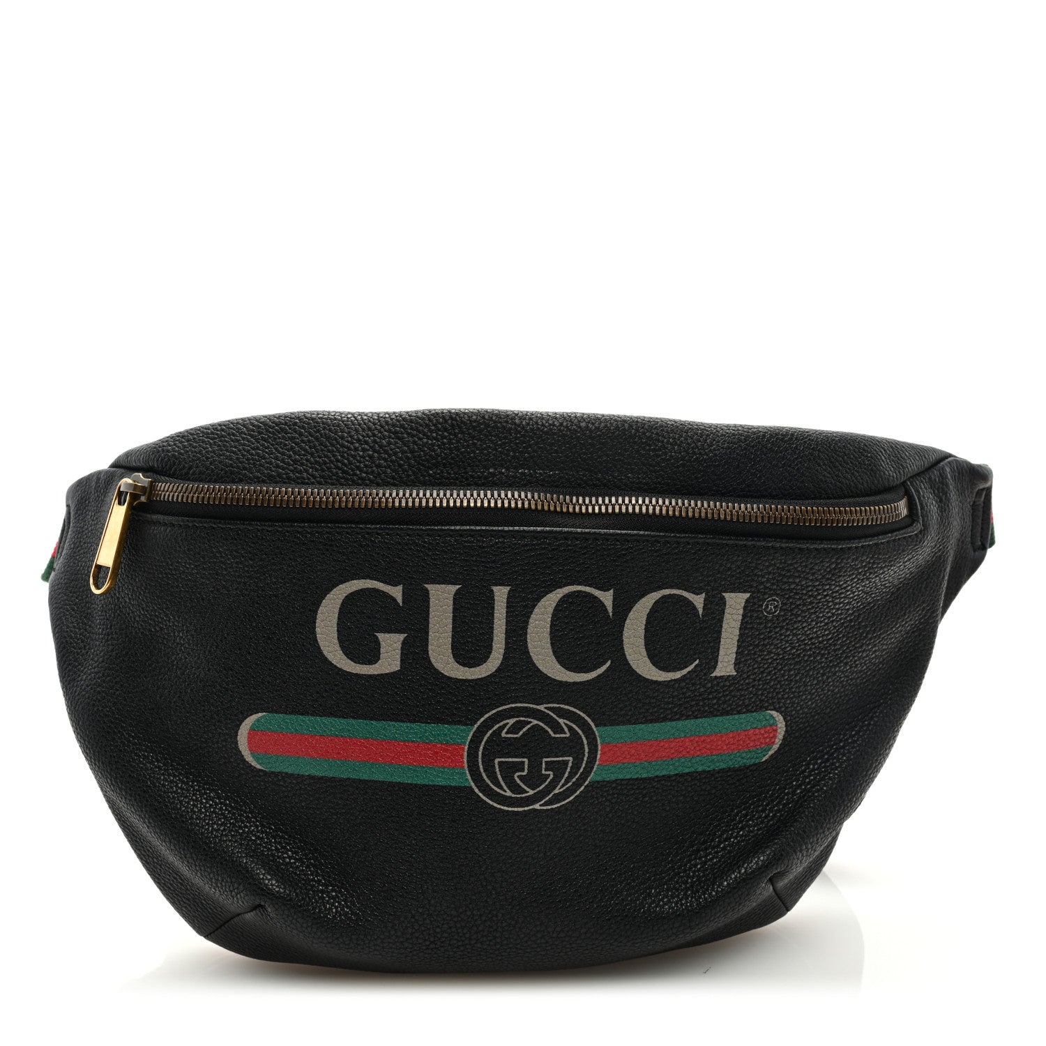 Gucci Grained Calfskin Logo Belt Bag Black 1 of 9