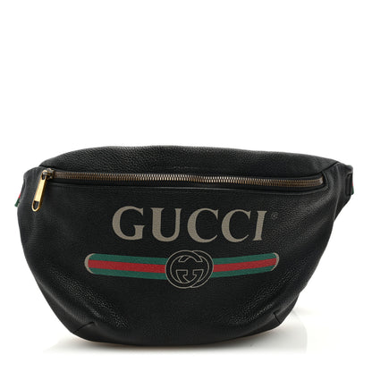 Gucci Grained Calfskin Logo Belt Bag Black 1 of 9