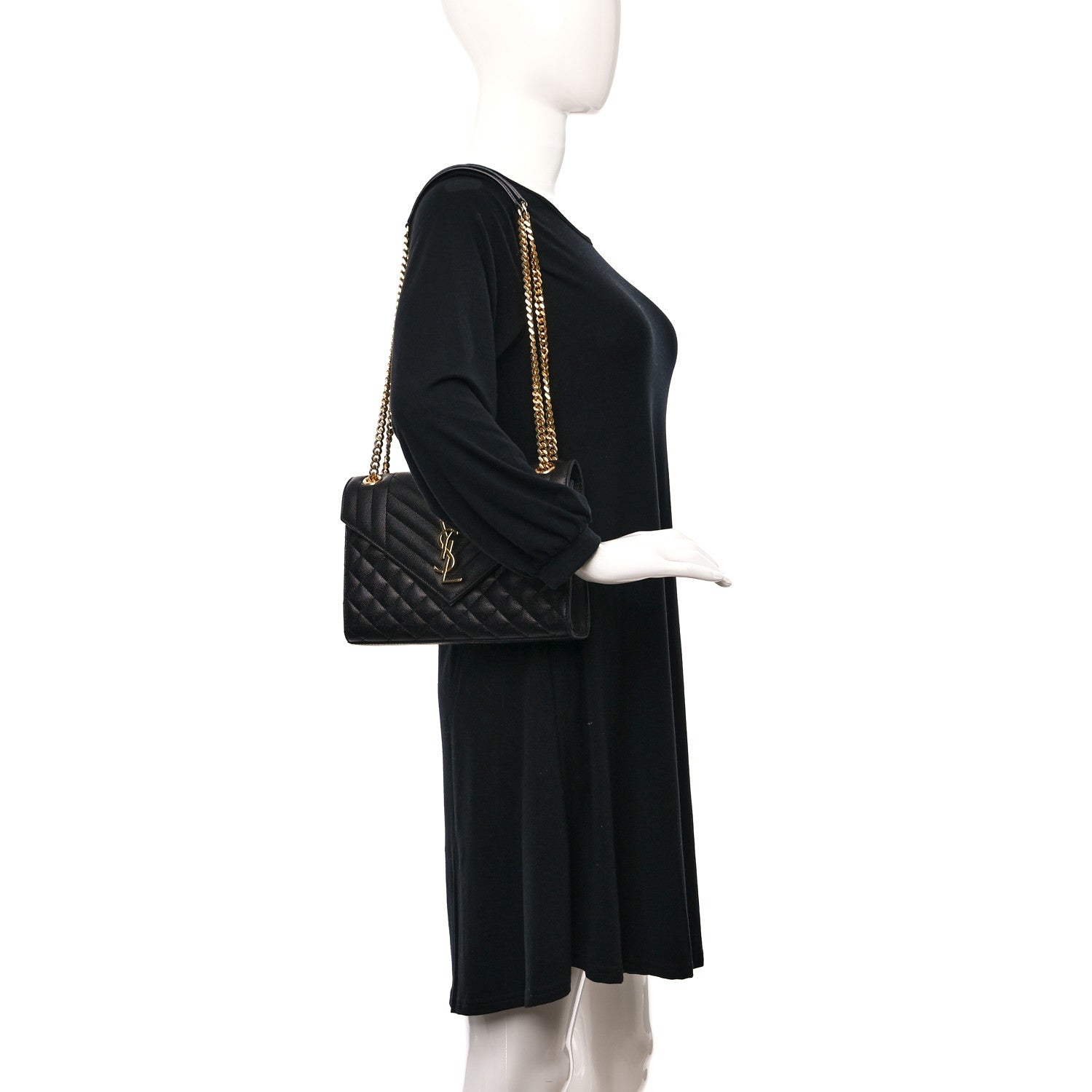 Saint Laurent Grain De Poudre Textured Mixed Matelasse Triquilt Medium Monogram Satchel Black 2 of 10