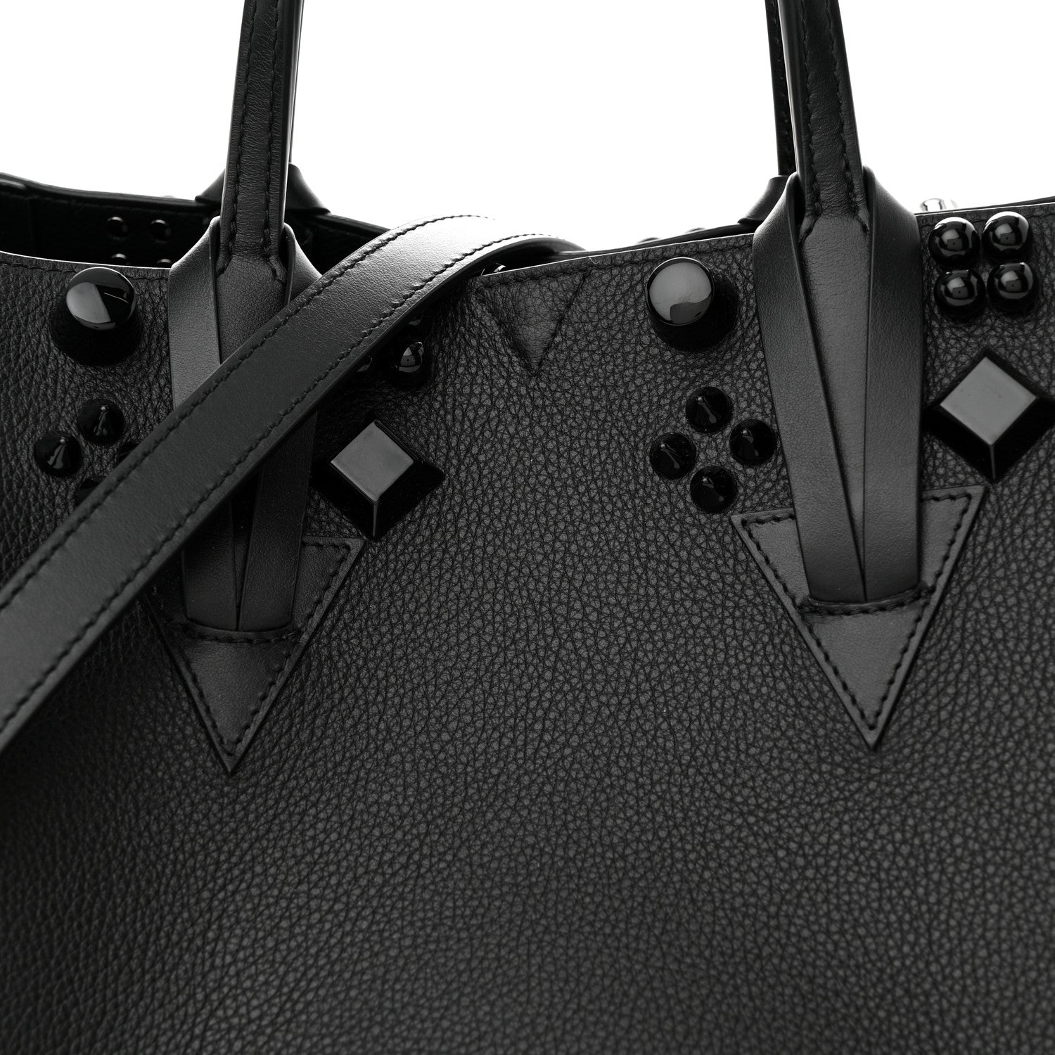 Christian Louboutin Calfskin Empire Spike Studded Small Cabachic Tote Black 7 of 11