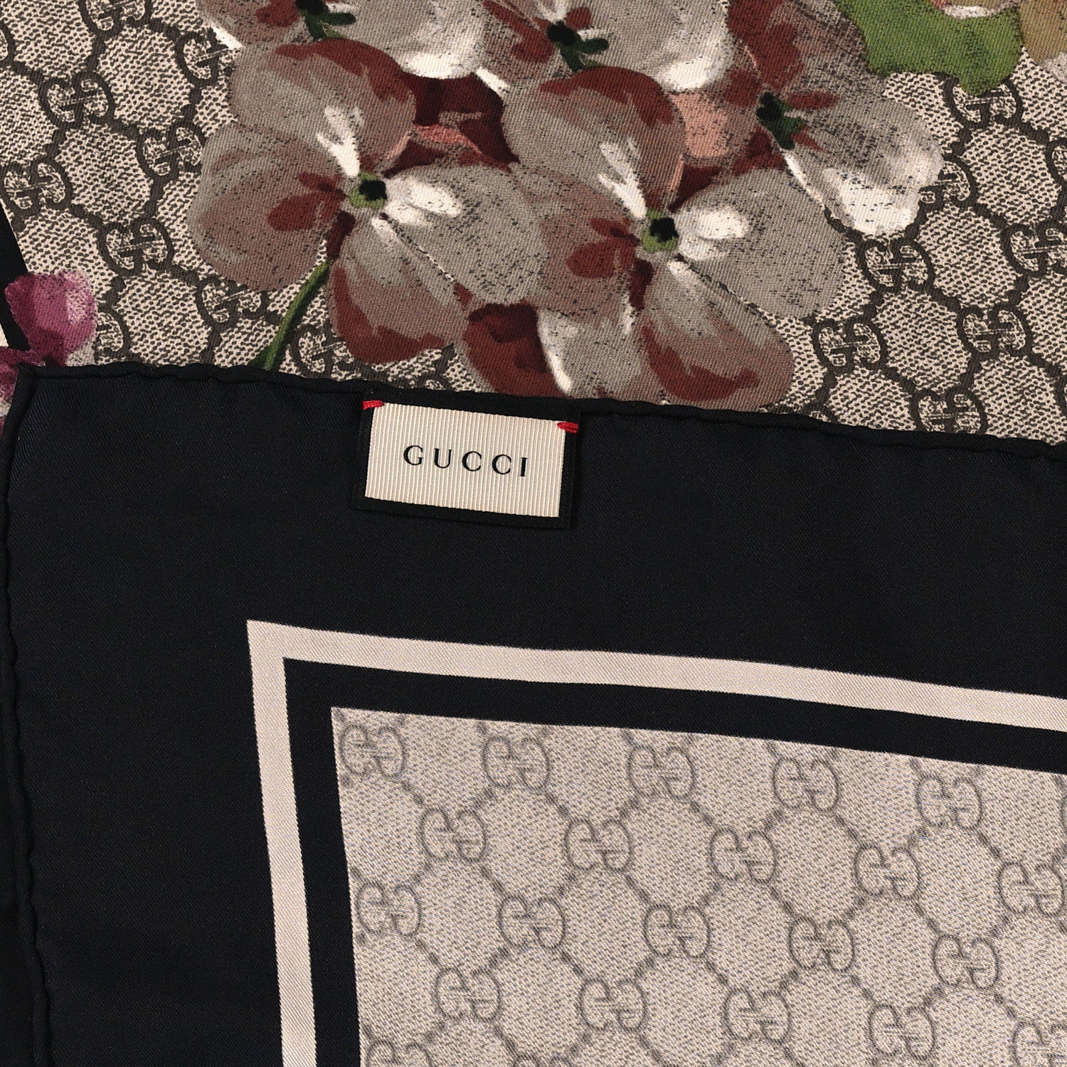 Gucci Modal Silk GG Blooms Shawl Scarf Black 3 of 3