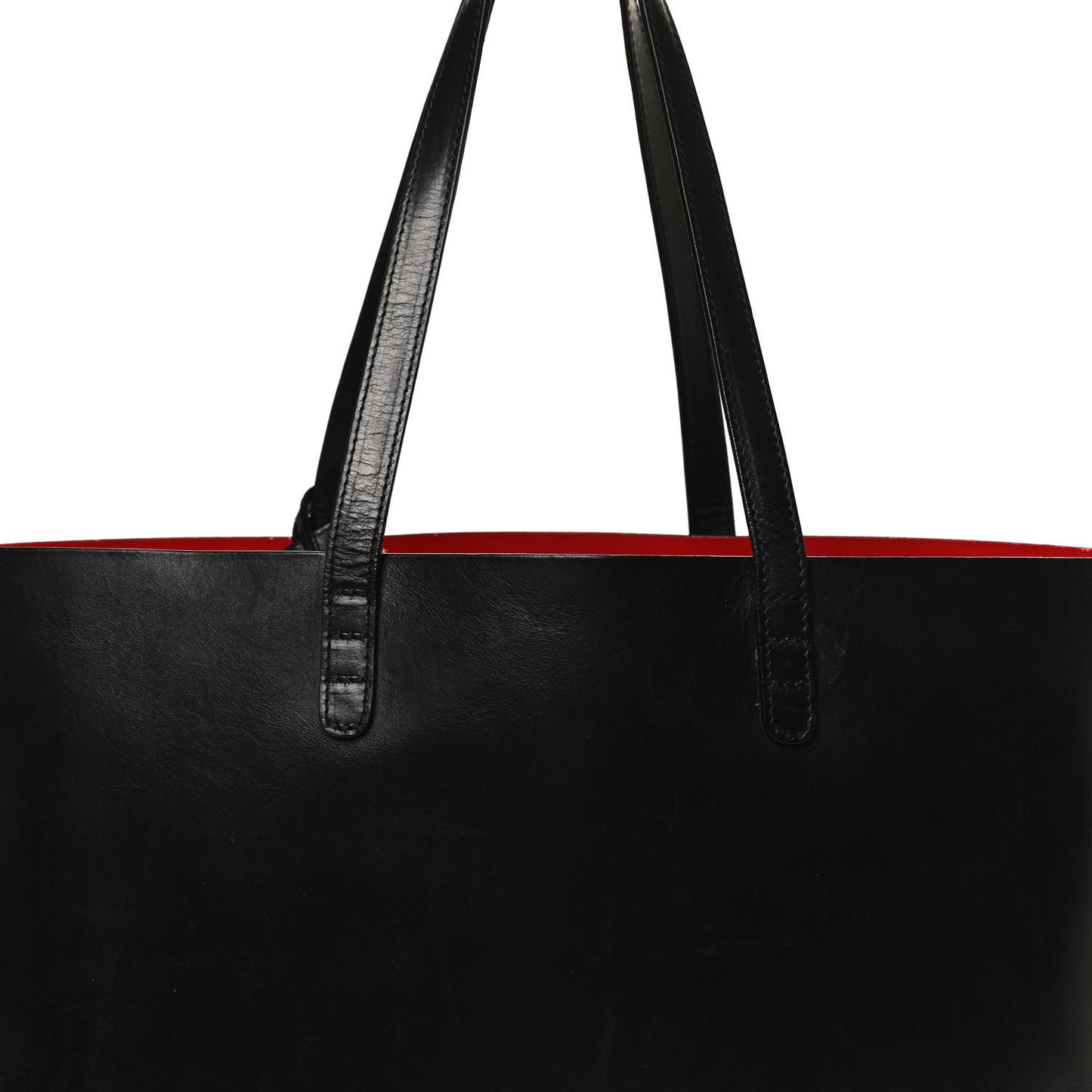 Calfskin Small Shopping Tote Black Flamma