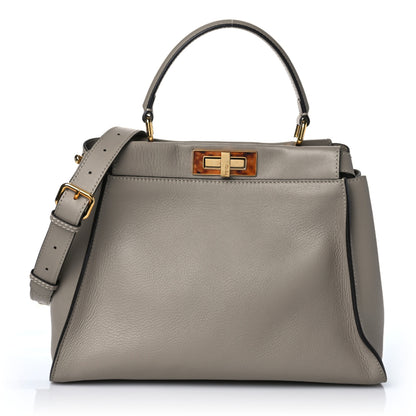 Fendi Vitello Seta Plexiglass Tortoise Medium Peekaboo Iconic Satchel Tortora 1 of 9