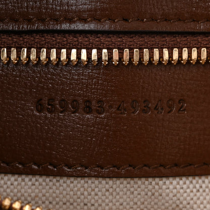 Gucci GG Supreme Monogram Azalea Calfskin Small Retro Interlocking G Tote Bag Beige Ebony Brown Sugar 7 of 10