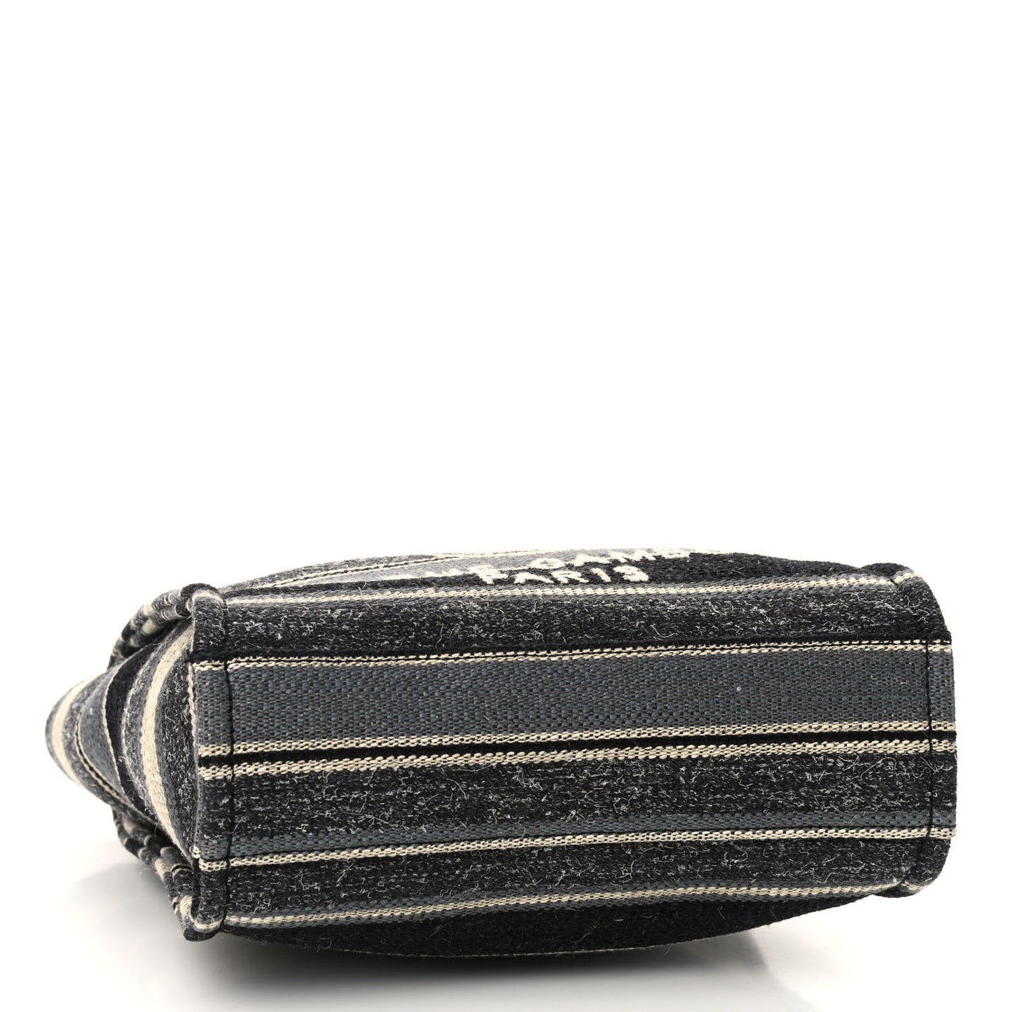 Striped Canvas Mini Deauville Tote Dark Grey
