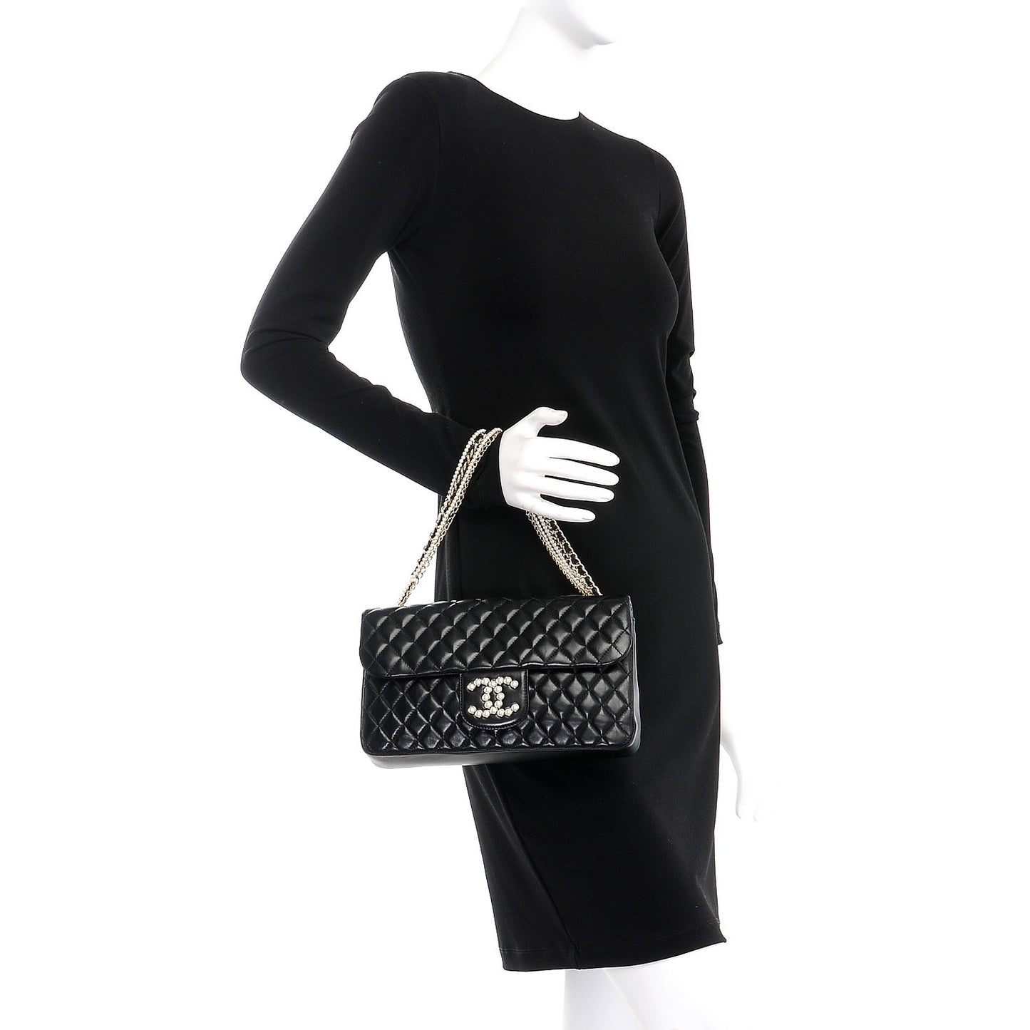 Lambskin Medium Westminster Pearl Flap Black
