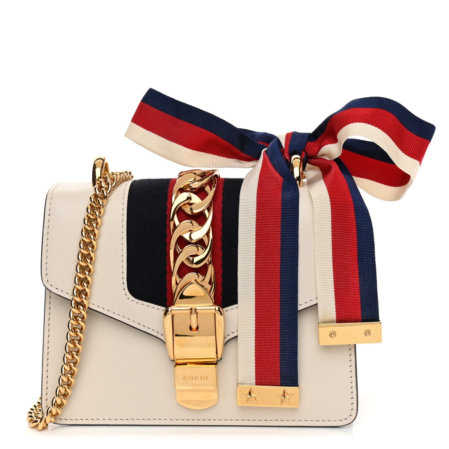 Calfskin Mini Sylvie Chain Shoulder Bag White