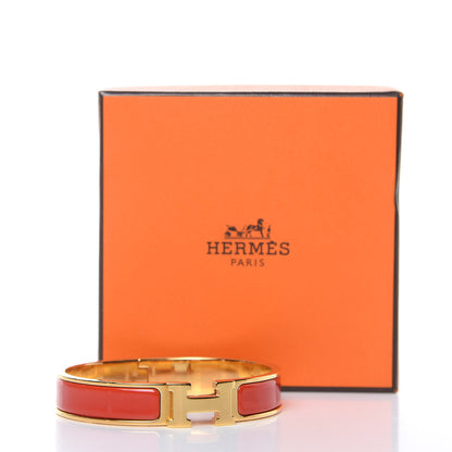 Hermes Enamel Narrow Clic Clac H Bracelet GM Rouge Corail 5 of 6