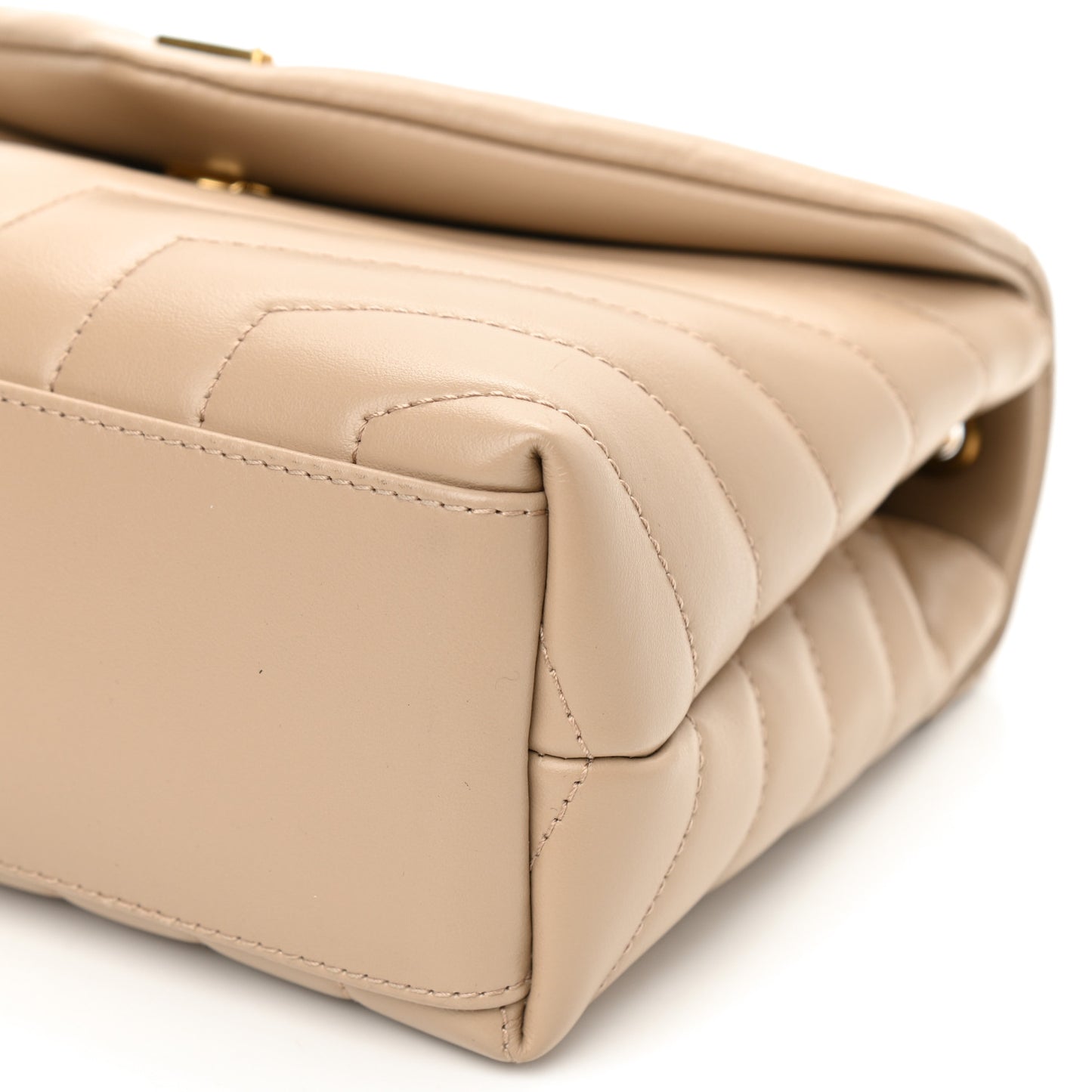 Calfskin Y Quilted Monogram Small Loulou Chain Satchel Dark Beige