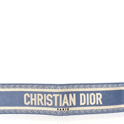 Christian Dior Canvas Embroidered Shoulder Strap Light Blue 5 of 5