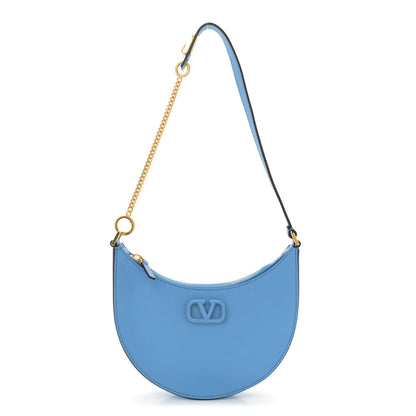 Valentino Garavani Grainy Calfskin Mini Vlogo Hobo Bag Blue 1 of 10