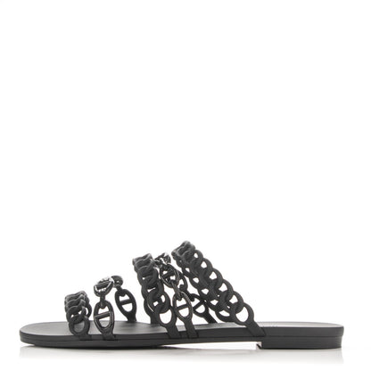 Hermes Chaine d'Ancre Nude Sandals 38 Black 1 of 6