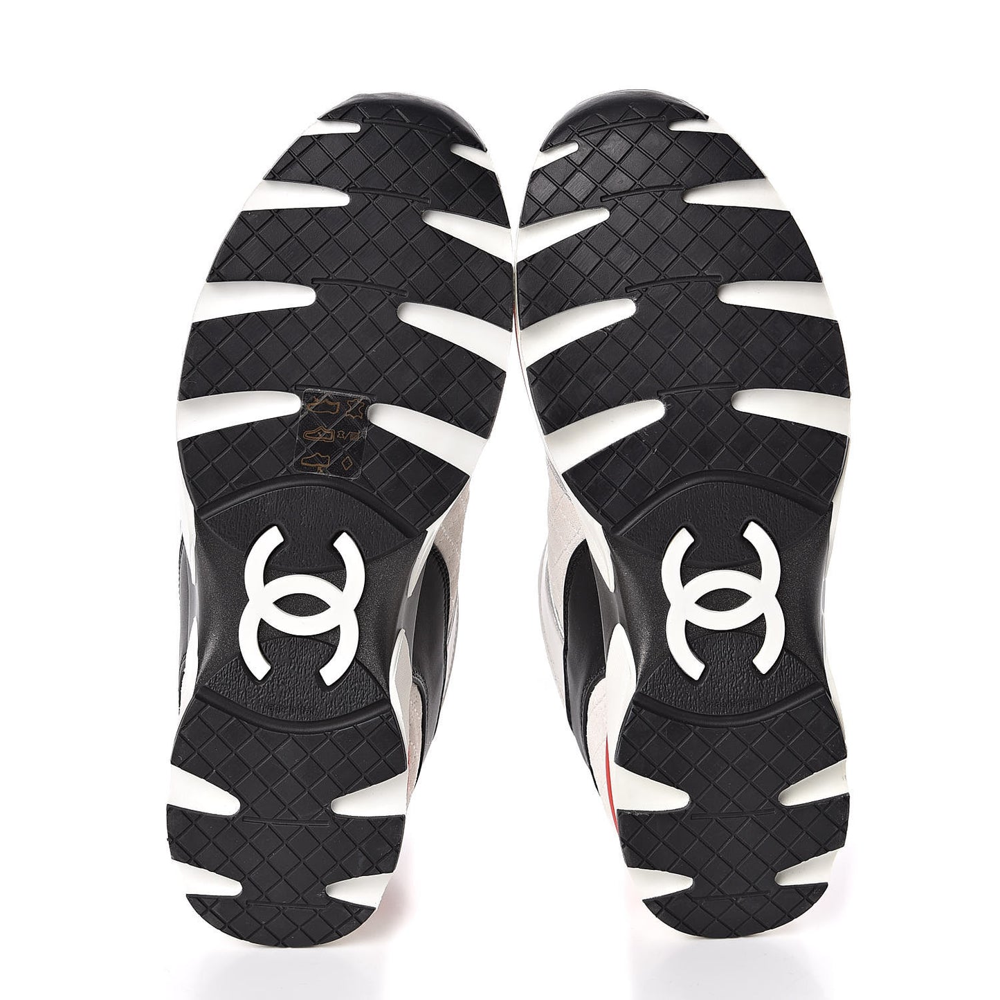 Suede Quilted CC Sneakers 38.5 Black White Red