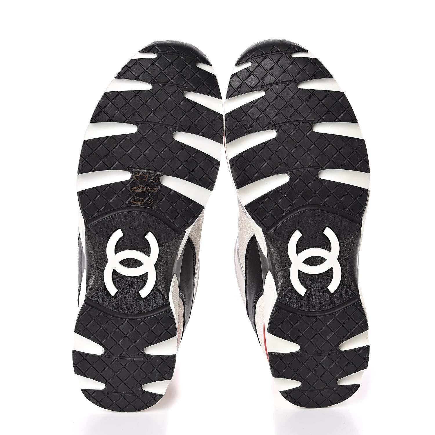 Chanel Suede Quilted CC Sneakers 38.5 Black White Red 5 of 8