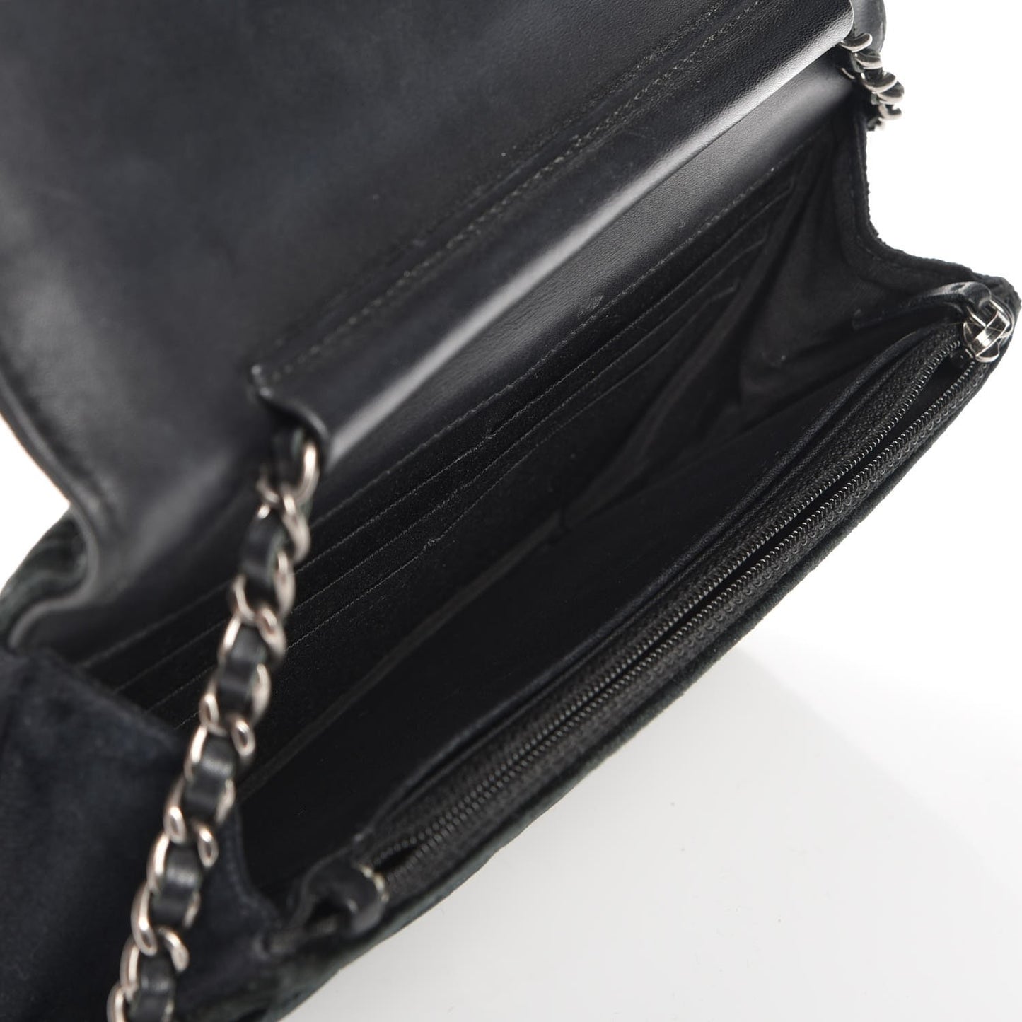 Velvet Quilted Boy Wallet On Chain WOC Black