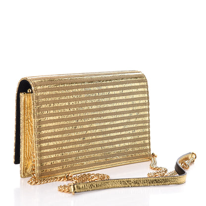 Saint Laurent Metallic Goatskin Lambskin Classic Monogram Kate Tassel Chain Wallet Gold 3 of 8