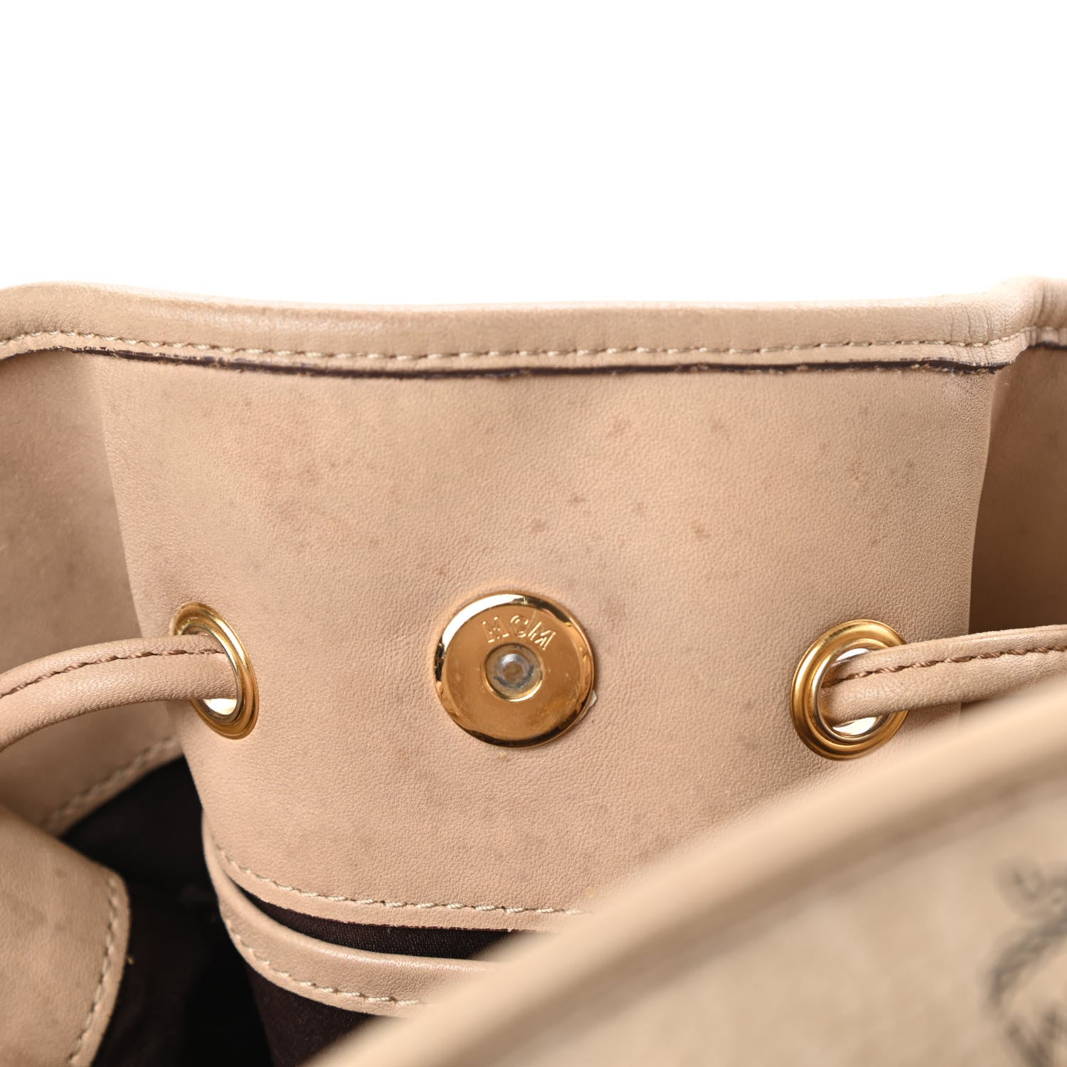 MCM Visetos Drawstring Bucket Bag Beige 13 of 21