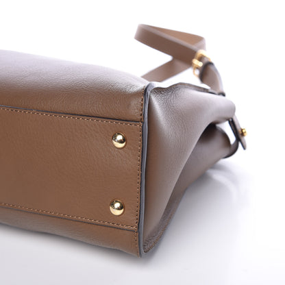 Fendi Vitello Seta Fabric Jacquard Pequin Medium Peekaboo Iconic Satchel Foresta Tobacco 13 of 13