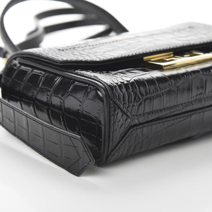 Givenchy Calfskin Crocodile Embossed Eden Mini Top Handle Black 6 of 9