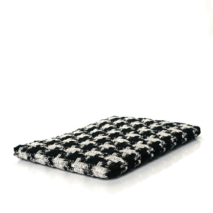 Chanel Tweed Quilted Medium Cosmetic Pouch Black Ecru White 3 of 8