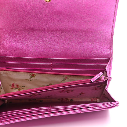 Gucci Metallic Calfskin Matelasse Crystal GG Marmont Continental Wallet Fuchsia 5 of 11