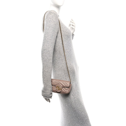 Gucci Calfskin Matelasse Super Mini GG Marmont Shoulder Bag Porcelain Rose 2 of 10
