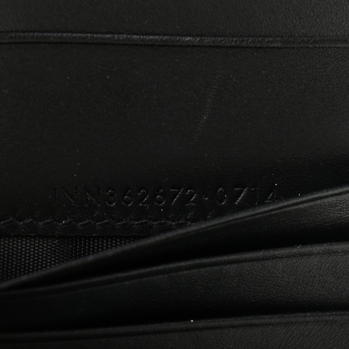 Lambskin Matelasse Chevron Small Monogram Wallet Black
