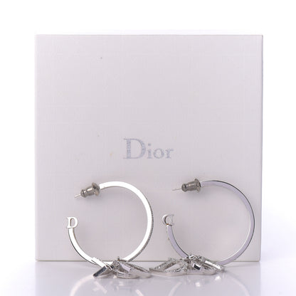 Christian Dior Crystal Hoop Earrings Silver 6 of 6