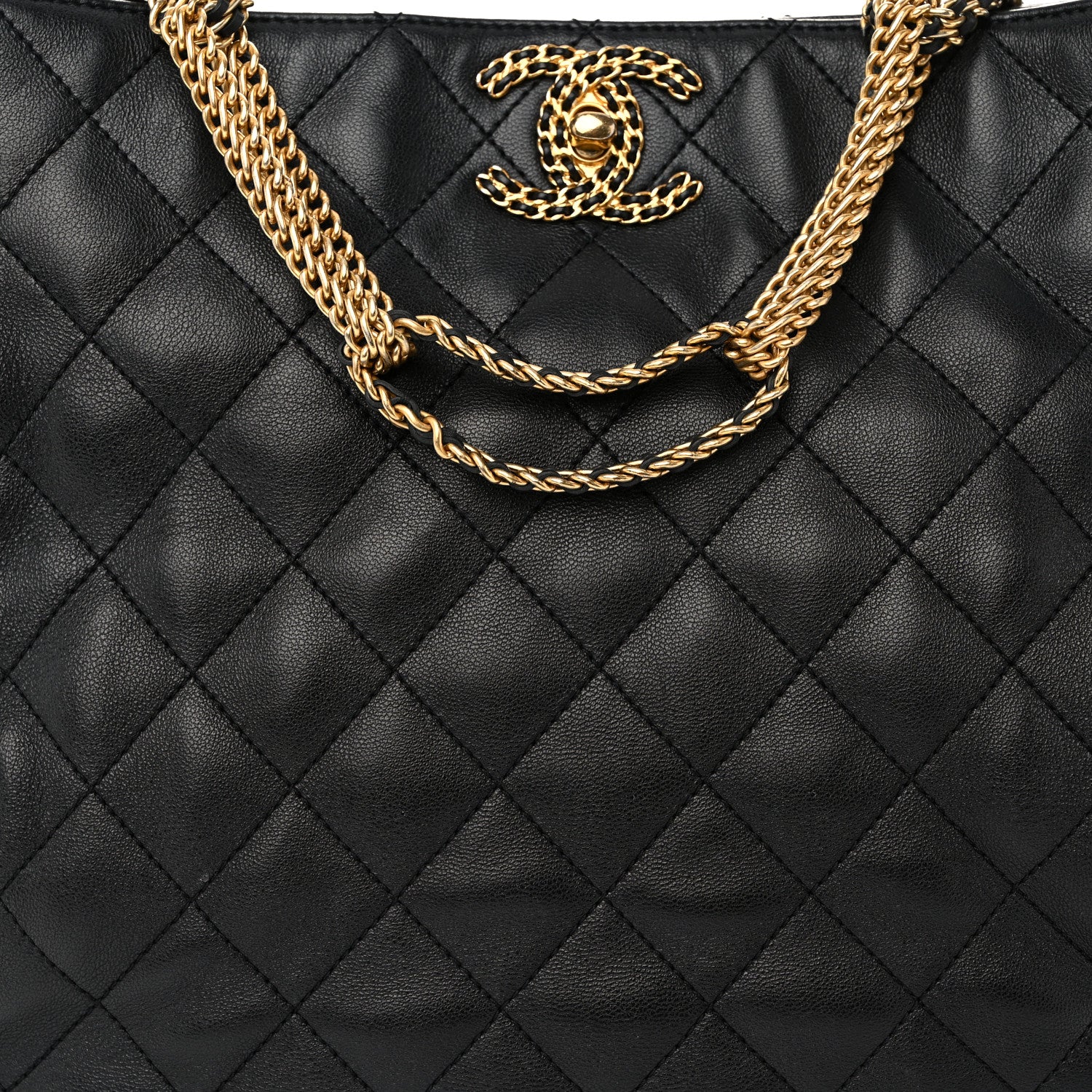 Chanel Lambskin Quilted CC Chain Link Hobo Black 8 of 10