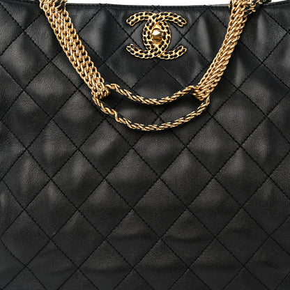 Chanel Lambskin Quilted CC Chain Link Hobo Black 8 of 10