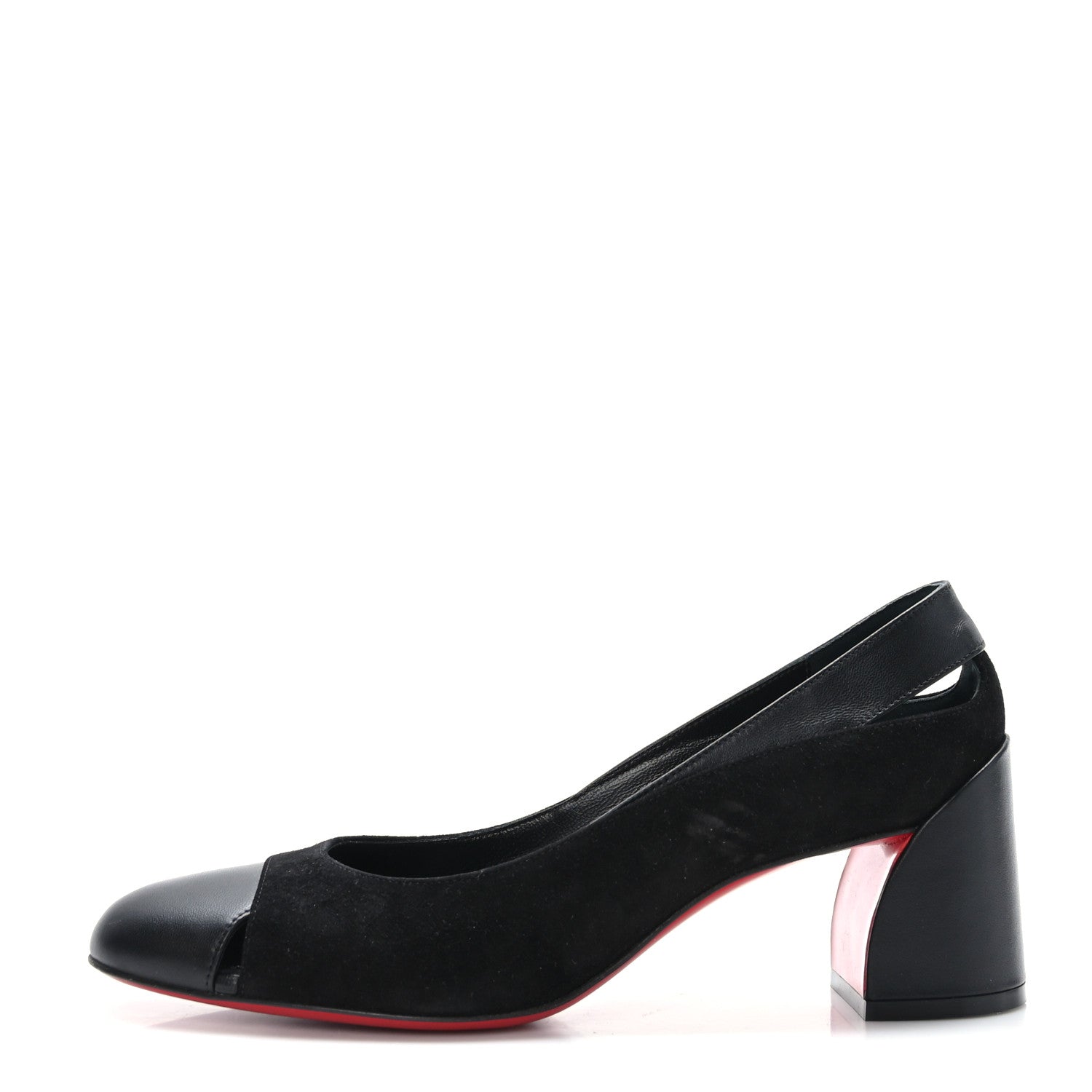 Christian Louboutin Suede Calfskin Miss Duvette 55mm Cap Toe Pumps 37.5 Black 1 of 8