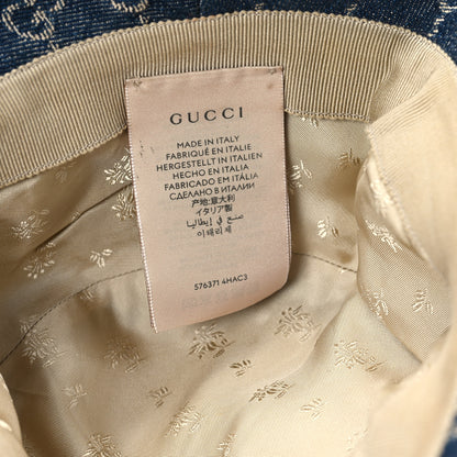 Gucci Washed Jacquard Denim Nappa GG Monogram Oscar Bucket Hat L Denim Cuir 9 of 10