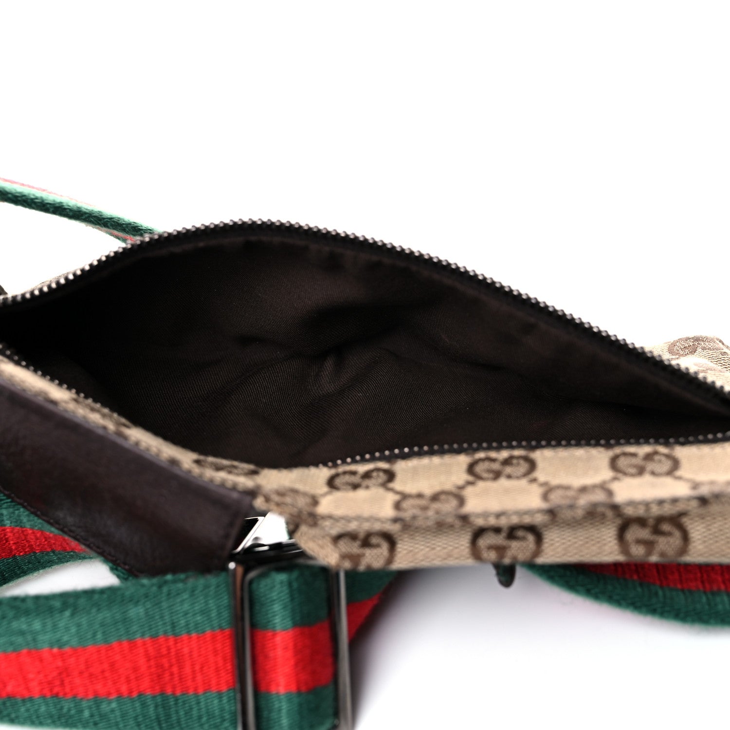 Gucci GG Monogram Web Double Pocket Belt Bag Dark Brown 7 of 29