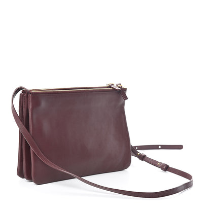 Celine Lambskin Large Trio Crossbody Bag Burgundy 3 of 11