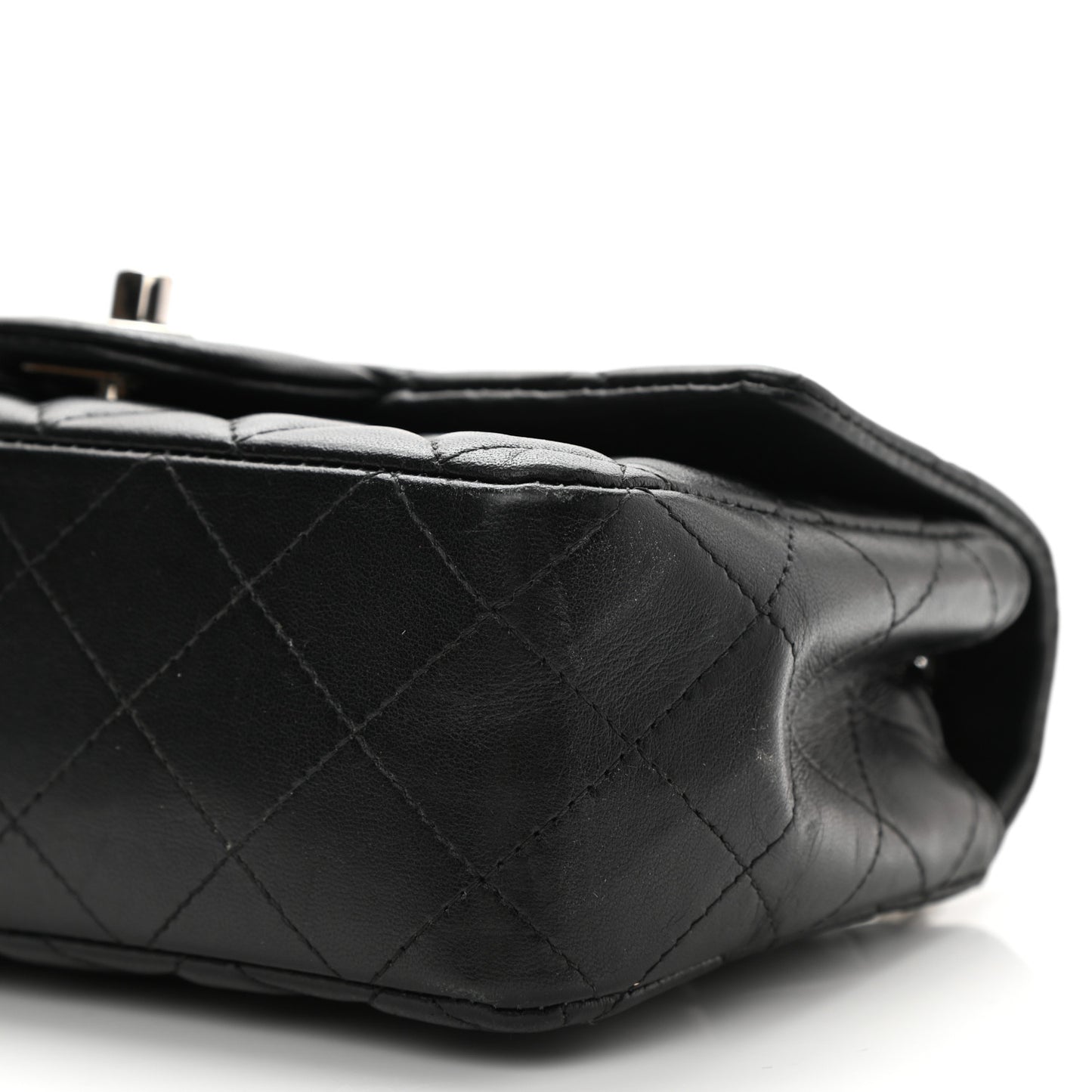 Lambskin Quilted Mini Rectangular Flap Black