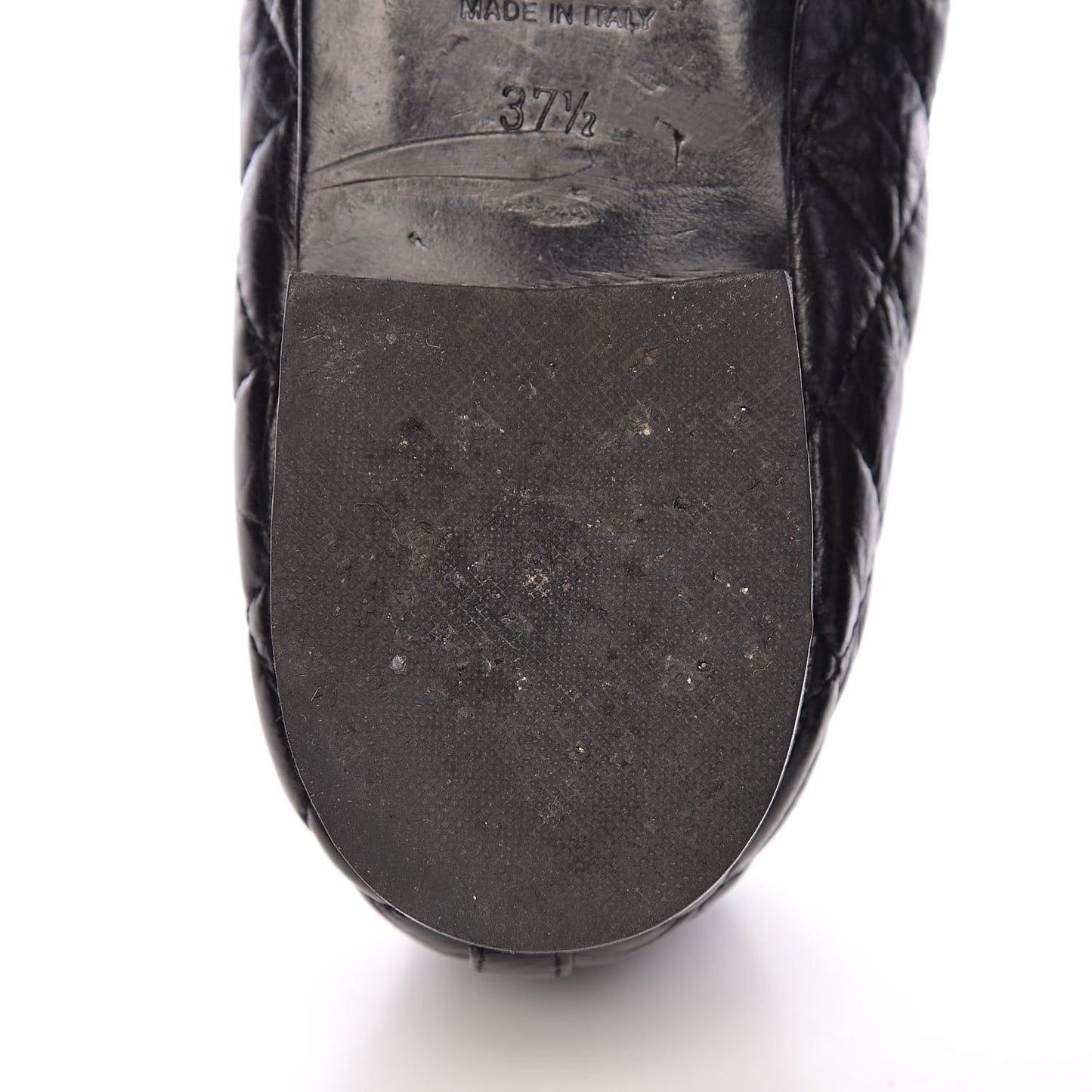 Aged Calfskin Quilted CC Cap Toe Ballerina Flats 37.5 Black