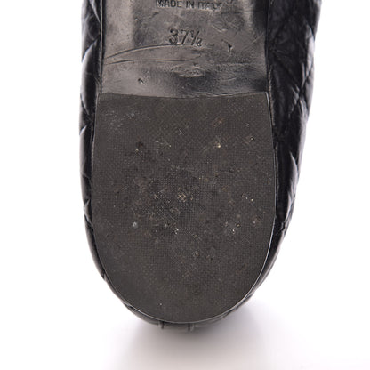 Chanel Aged Calfskin Quilted CC Cap Toe Ballerina Flats 37.5 Black 11 of 13