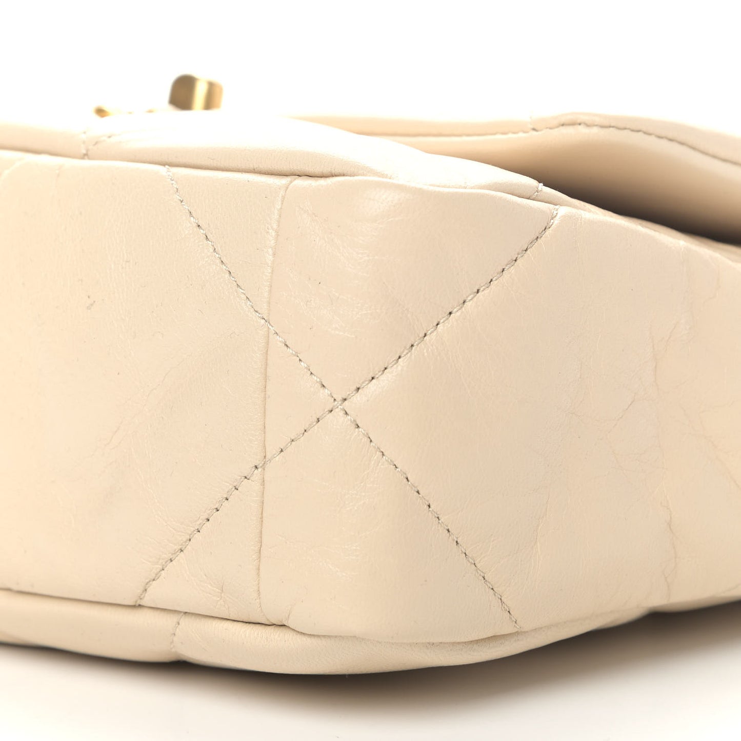 Goatskin Quilted Medium Chanel 19 Flap Beige