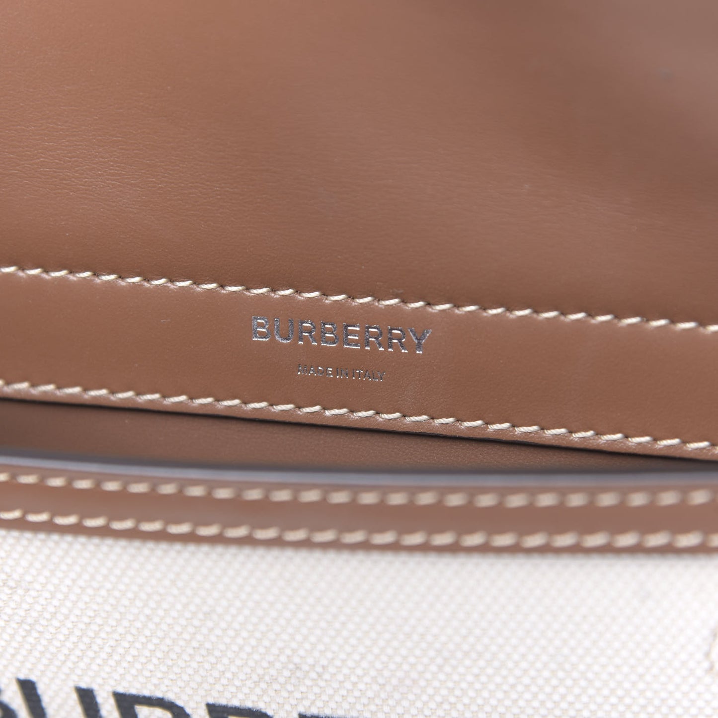 Smooth Calfskin Canvas Horseferry Print Mini Title Bag with Pocket Natural Malt Brown