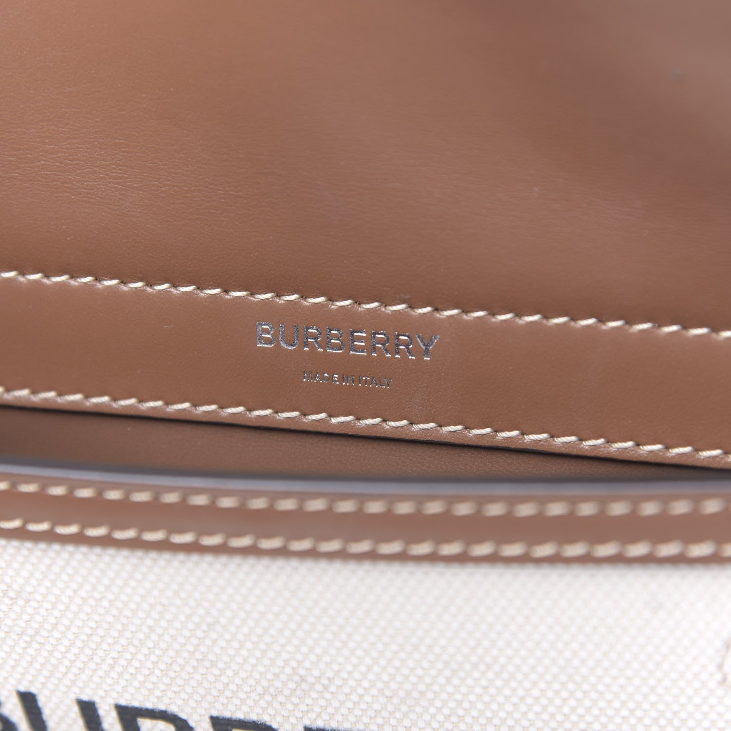 Burberry Smooth Calfskin Canvas Horseferry Print Mini Title Bag with Pocket Natural Malt Brown 7 of 15
