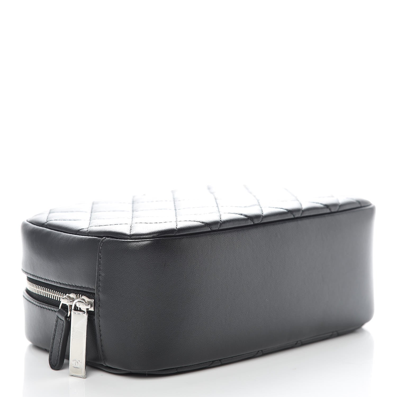 Chanel Lambskin Quilted Medium Curvy Pouch Cosmetic Case Black 4 of 7