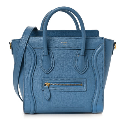 Celine Drummed Calfskin Nano Luggage Azure 1 of 10