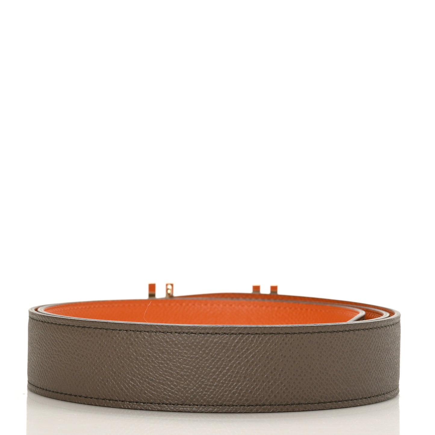 Swift Epsom 32mm Au Carre H Belt 95 Etoupe Orange